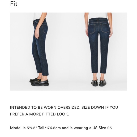 Frame Le Garcon Crop Chewed Hem Jeans Women’s 28 Dark Blue Wash Distress Stretch - Picture 4 of 16